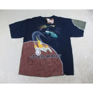 NEW VINTAGE Star Wars Shirt Mens Extra Large‎ Blue Starfighter Tie Dye 90s*